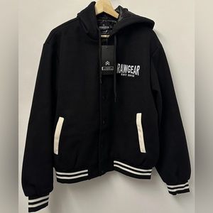 NWT Rawgear Jacket Mens Medium Black&White Bomber Varsity Los Angeles New Sports